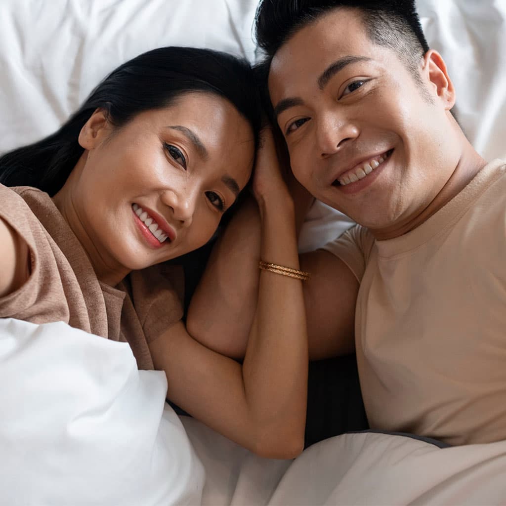 Smiling couple relaxing together